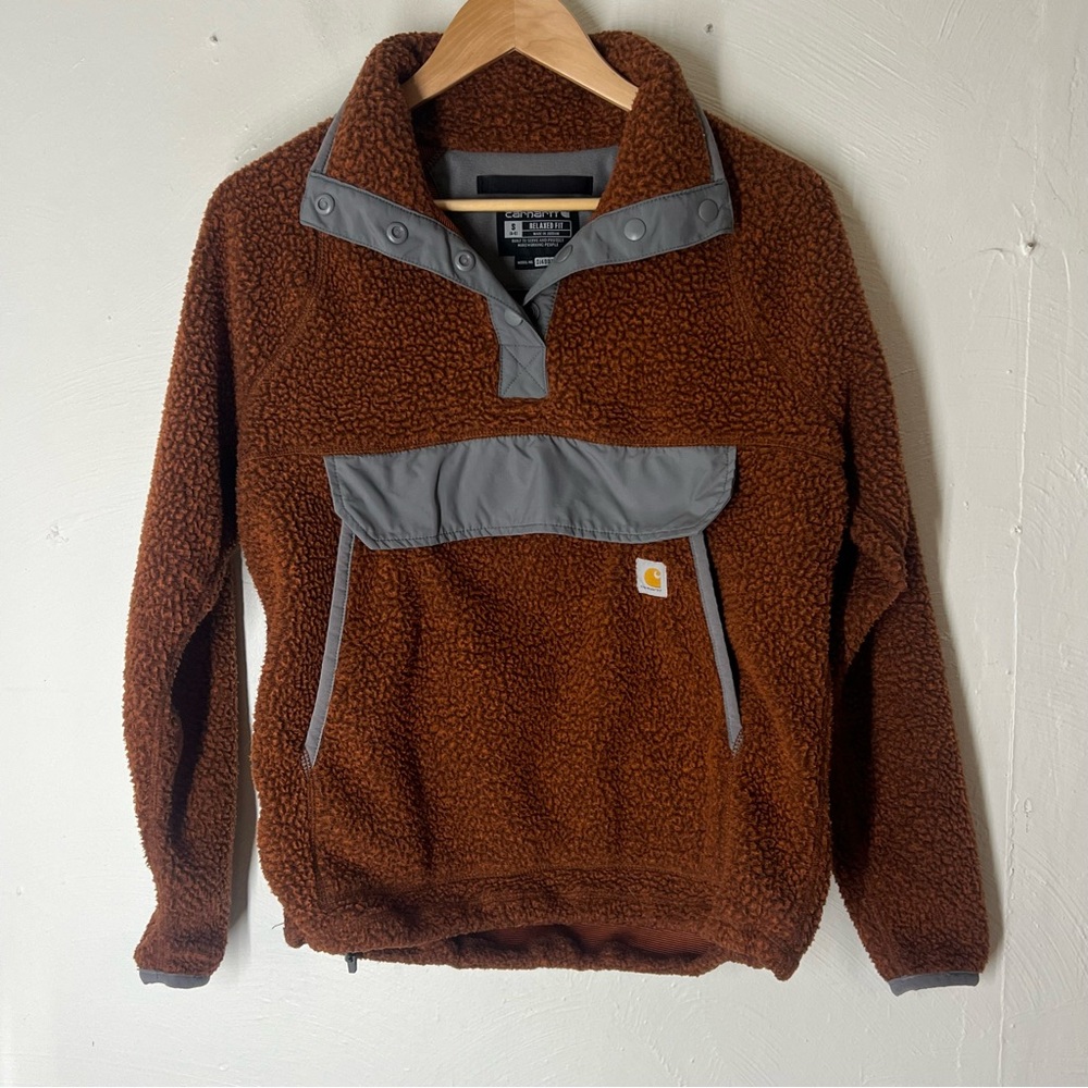 Carhartt Relaxed Fit Fleece Pullover Size Small Womens Sherpa Snap T